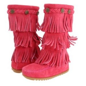 Minnetonka Children’s Pink Fringe Boots